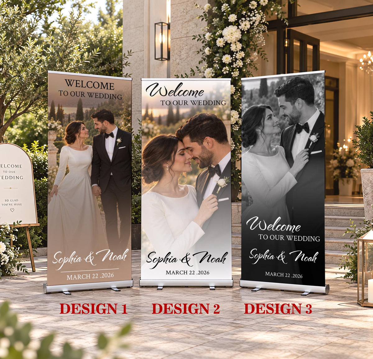 Custom Photo Wedding Welcome Sign, Retractable Wedding Banner, Roll Up Reception Decor, Personalized Bridal Picture Sign
