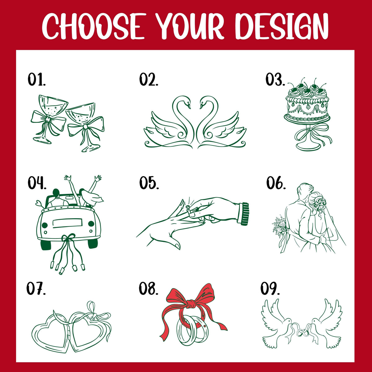 Nine engagement ornament design choices