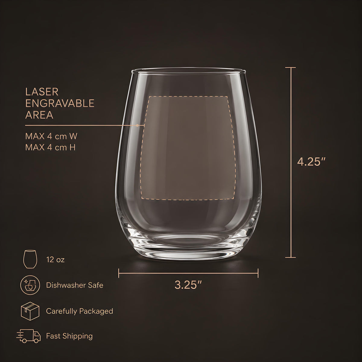 Personalized Wedding Wine Glass, Engraved Mr and Mrs Stemless Wine Cup with Names and Date