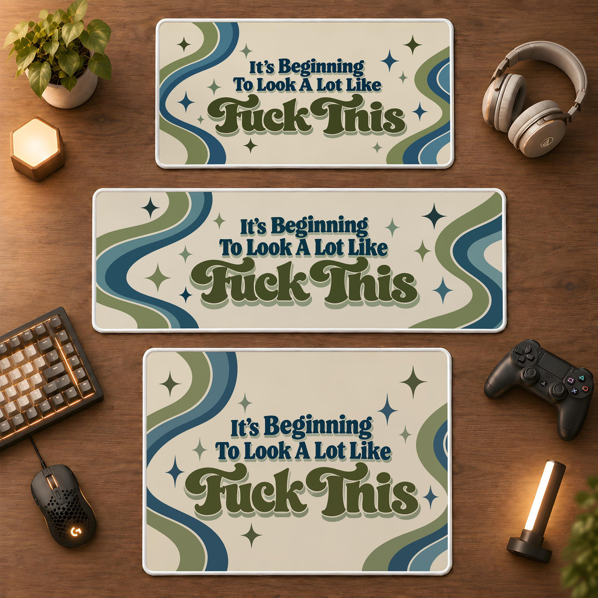 Personalized Retro Font Work Humor Mouse Pad, Unique Funny Swirl Office Desk Mat, Sarcastic Coworker Gift, Funky Cubicle Decoration Idea