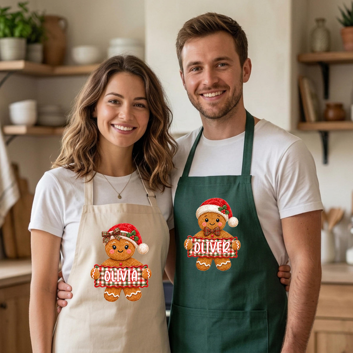 Custom Christmas Cookie Apron, Cookie Baker Apron Kids Gift, Christmas Gingerbread Matching Aprons