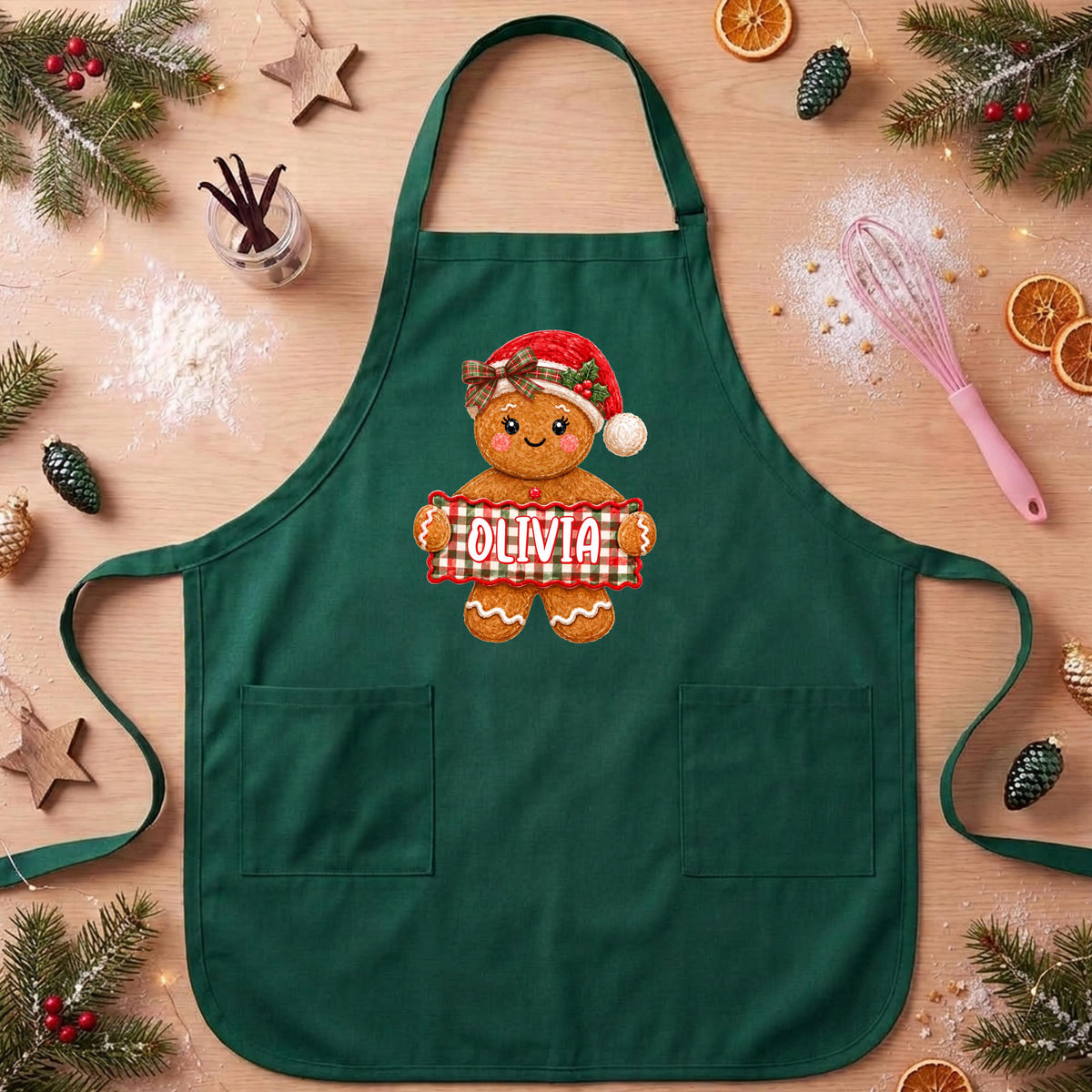 Custom Christmas Cookie Apron, Cookie Baker Apron Kids Gift, Christmas Gingerbread Matching Aprons