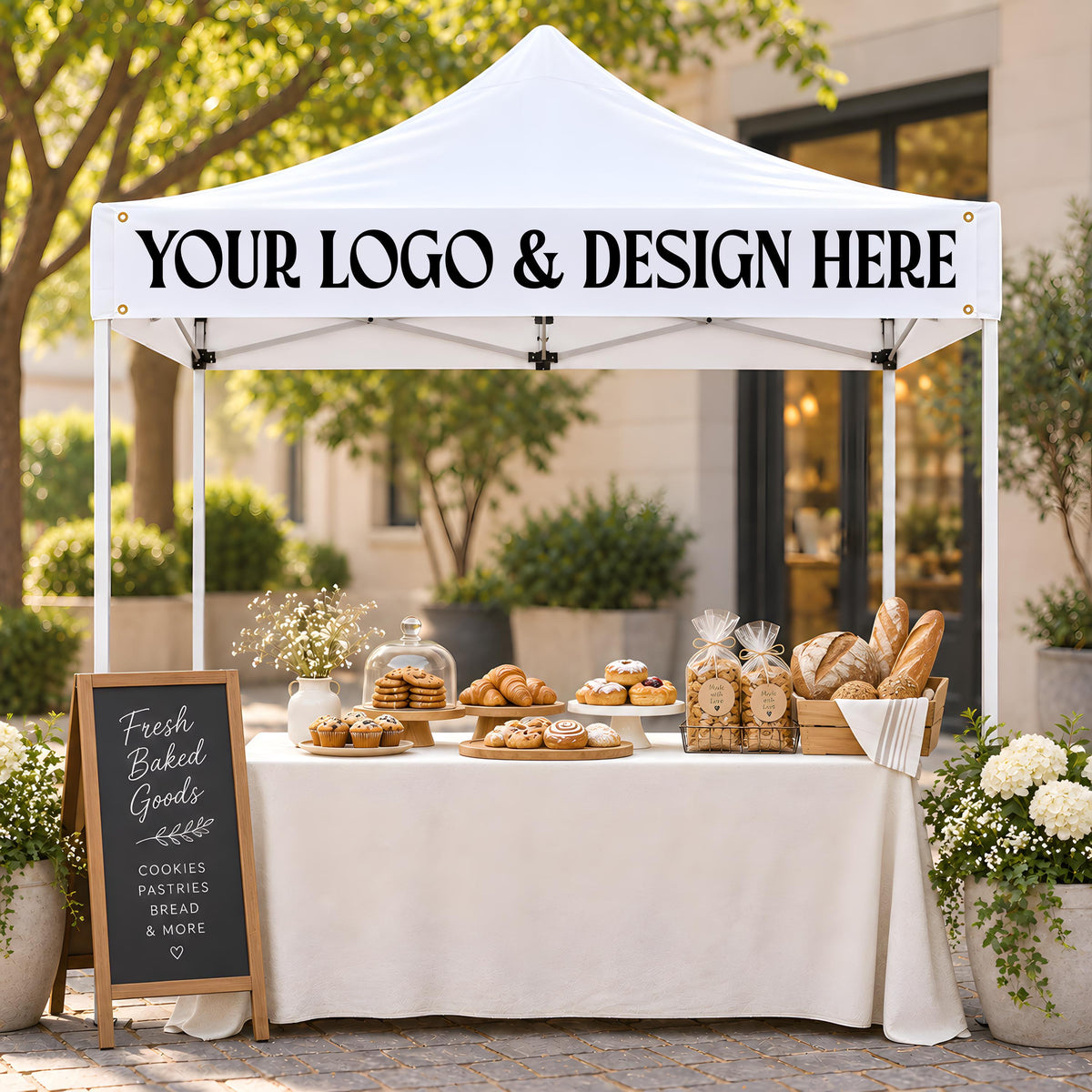 Custom Logo Tent Banner, Vendor Booth Sign for Craft Fairs and Farmers Markets