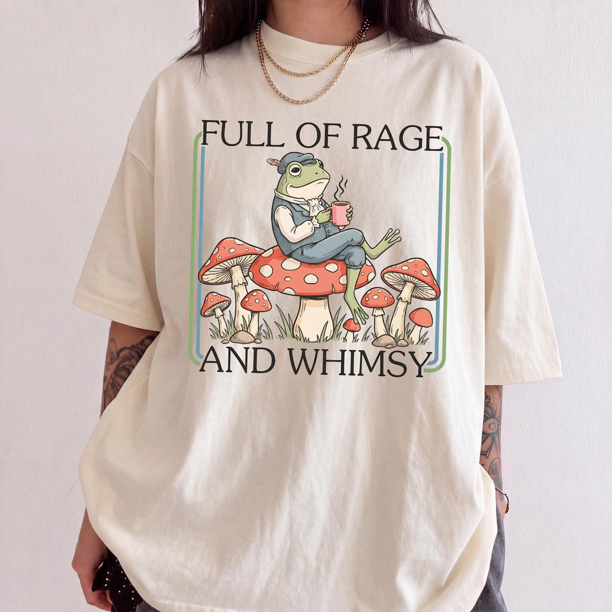 Full of Rage and Whimsy Comfort Colors® Shirt, Funny Frog Mental Health T-Shirt, Cottagecore Adult Humor Gift Tee