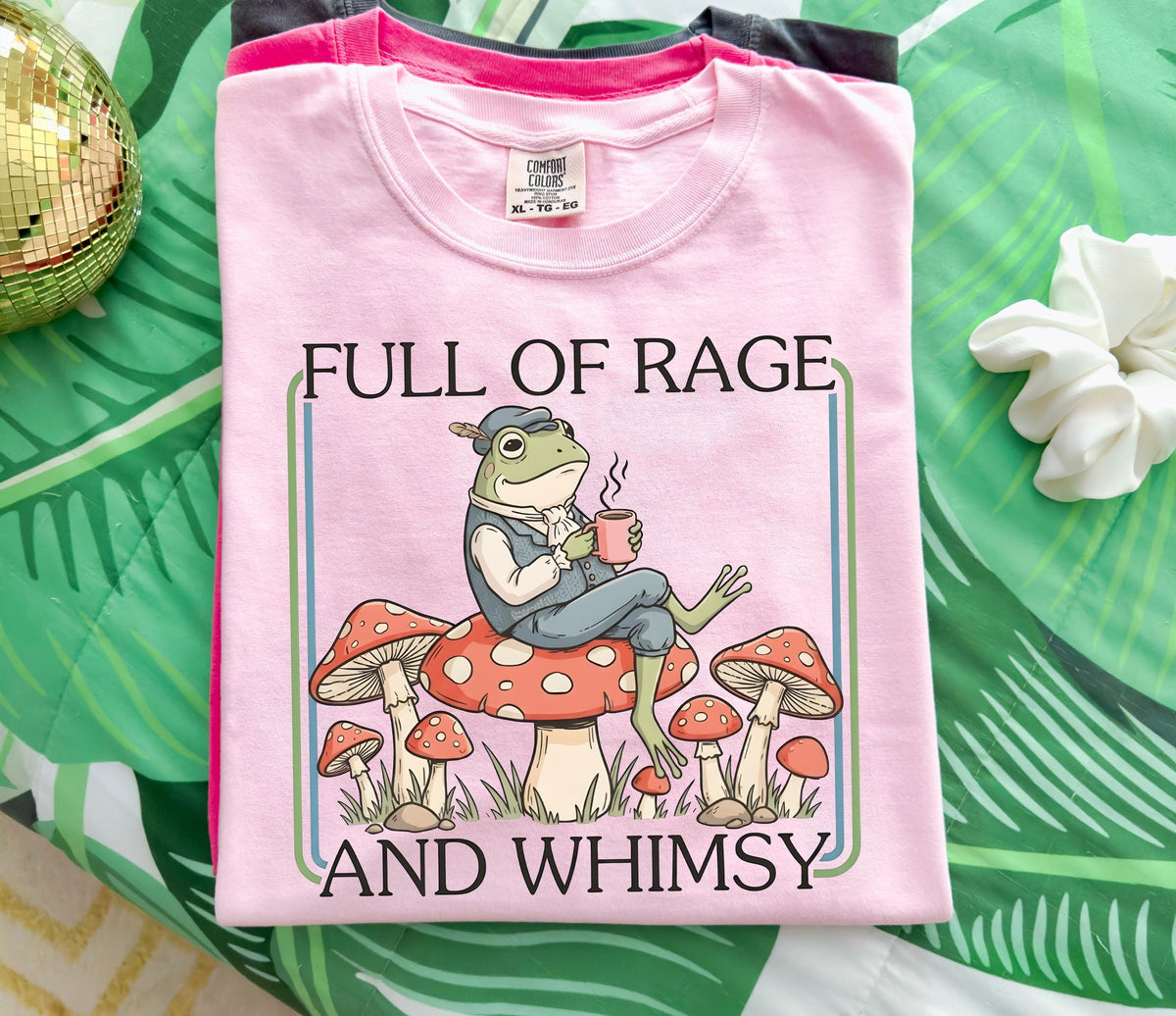 Full of Rage and Whimsy Comfort Colors® Shirt, Funny Frog Mental Health T-Shirt, Cottagecore Adult Humor Gift Tee