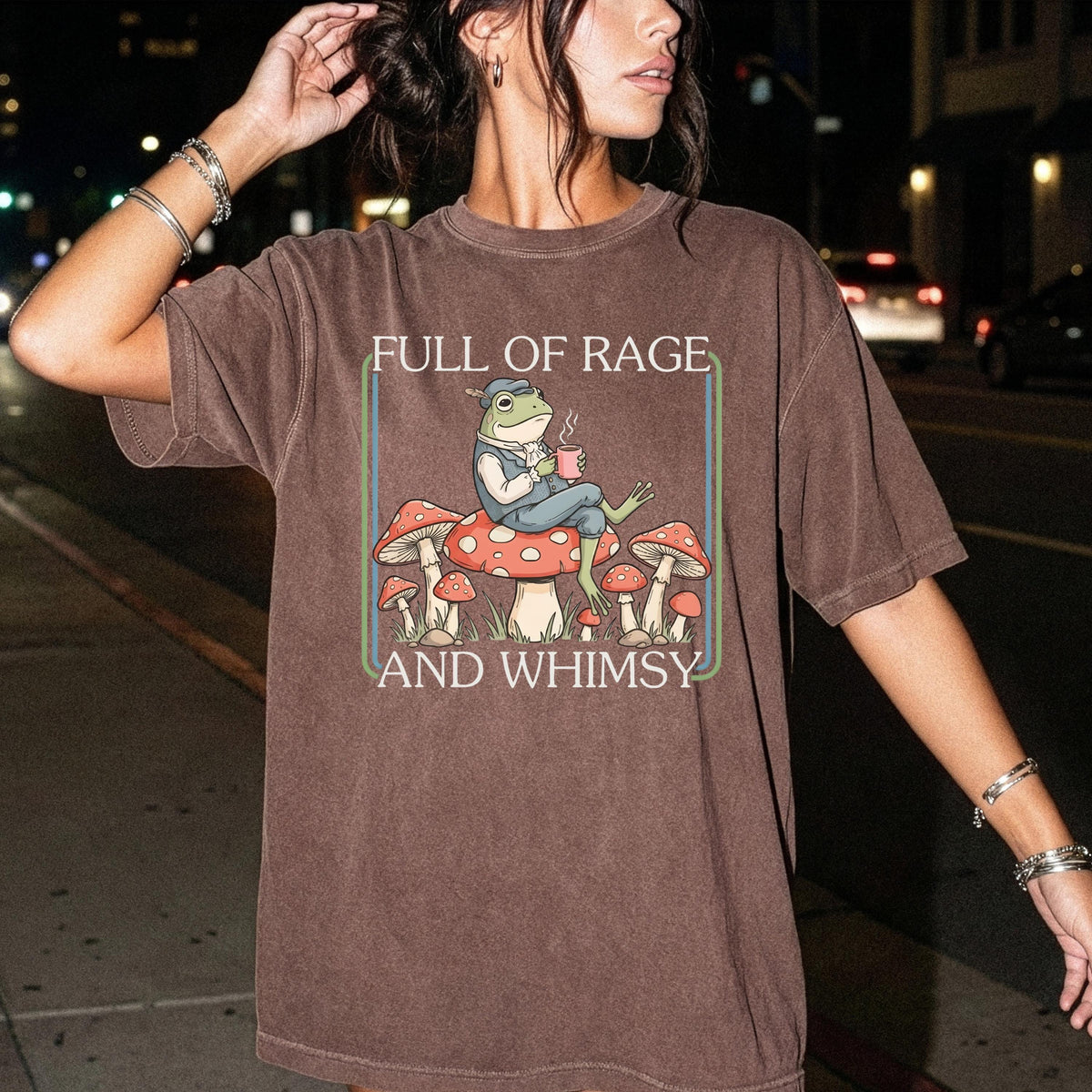 Full of Rage and Whimsy Comfort Colors® Shirt, Funny Frog Mental Health T-Shirt, Cottagecore Adult Humor Gift Tee