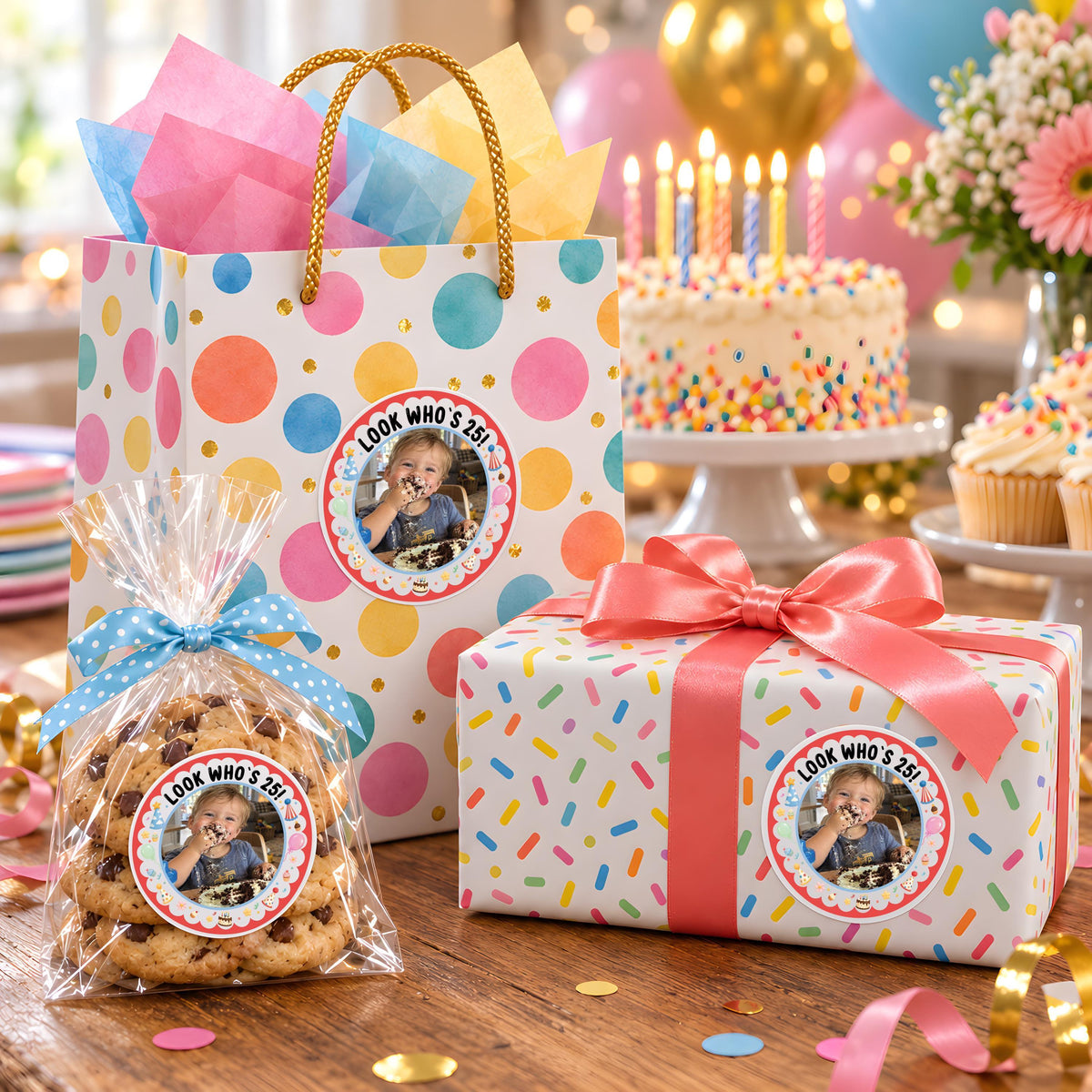Look Who Is Turning Sticker, Custom Picture Tag, Personalized Face Sticker, Custom Birthday Gift Label