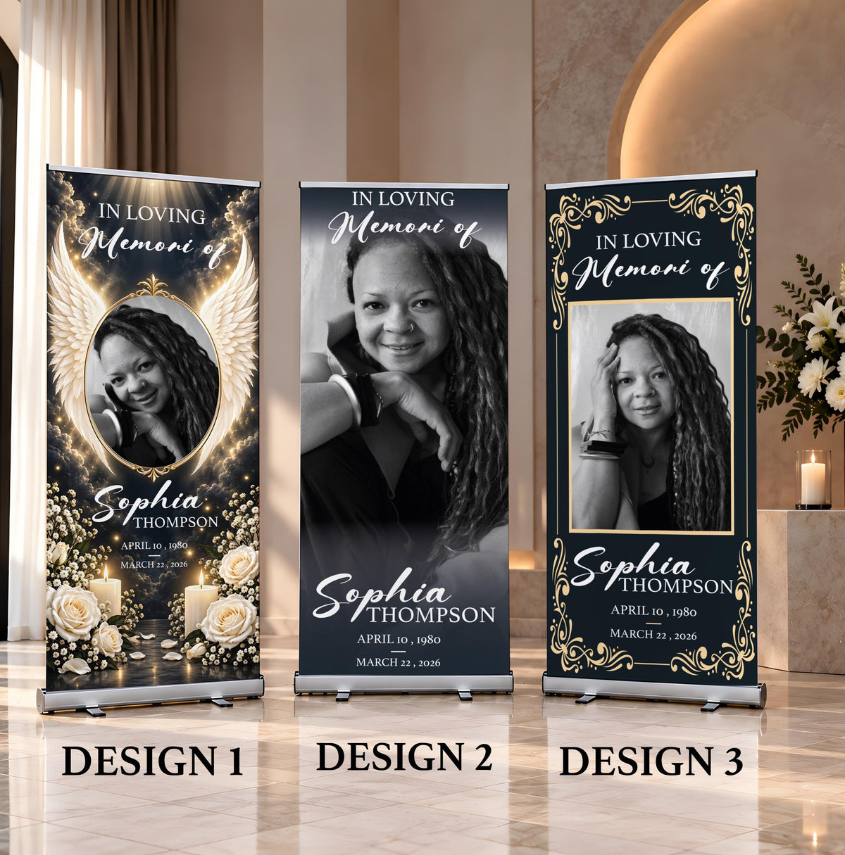 Custom Funeral Welcome Sign, Memorial Roll Up Banner, In Loving Memory Retractable Standing Banner
