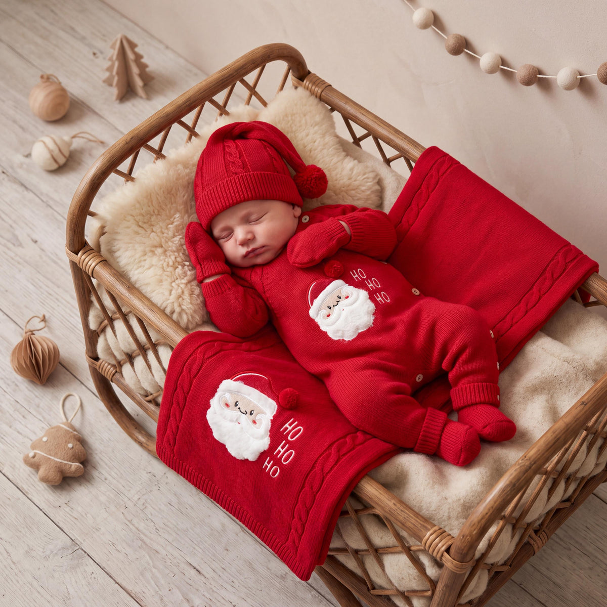 Knit Baby Christmas Outfit, Knitted Newborn Santa Romper, Newborn Gift Box, New Baby Gift Box, Baby Shower Gift
