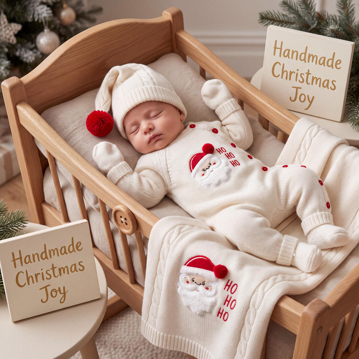 Knit Baby Christmas Outfit, Knitted Newborn Santa Romper, Newborn Gift Box, New Baby Gift Box, Baby Shower Gift