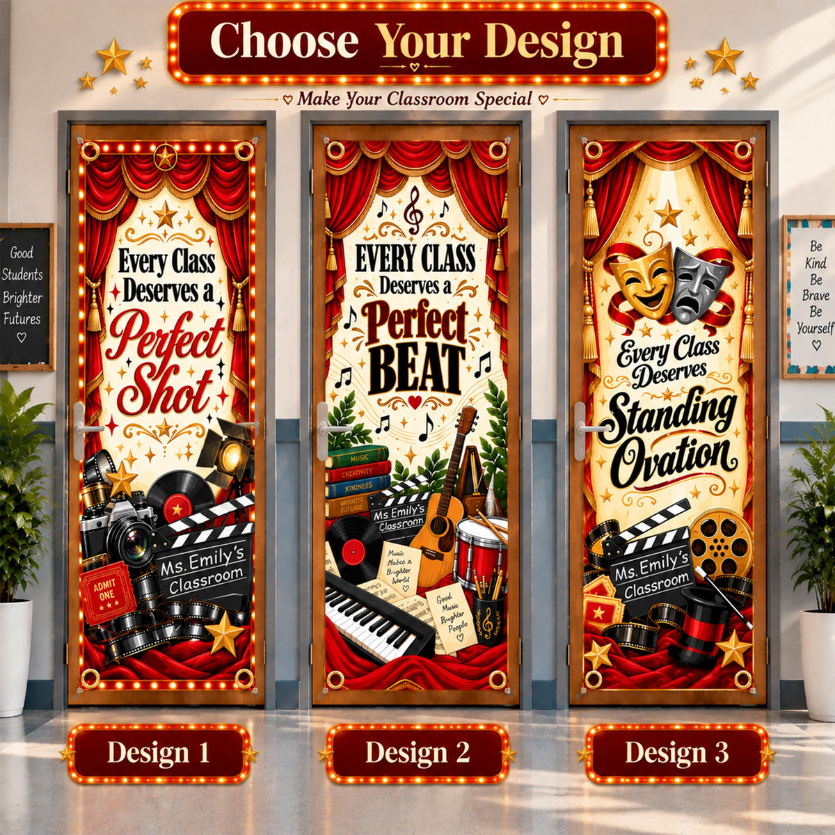 Custom Classroom Door Banner, Drama Theater Music Art Class Sign, Personalized Teacher Class Door Decor