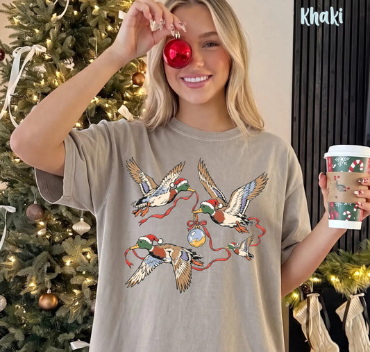 Christmas Mallard Duck Comfort Colors® Shirt, Christmas Hunting Gift Tee
