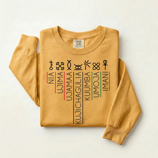 Kwanzaa Seven Principles Comfort Colors® Long Sleeve, Happy Kwanzaa Shirt