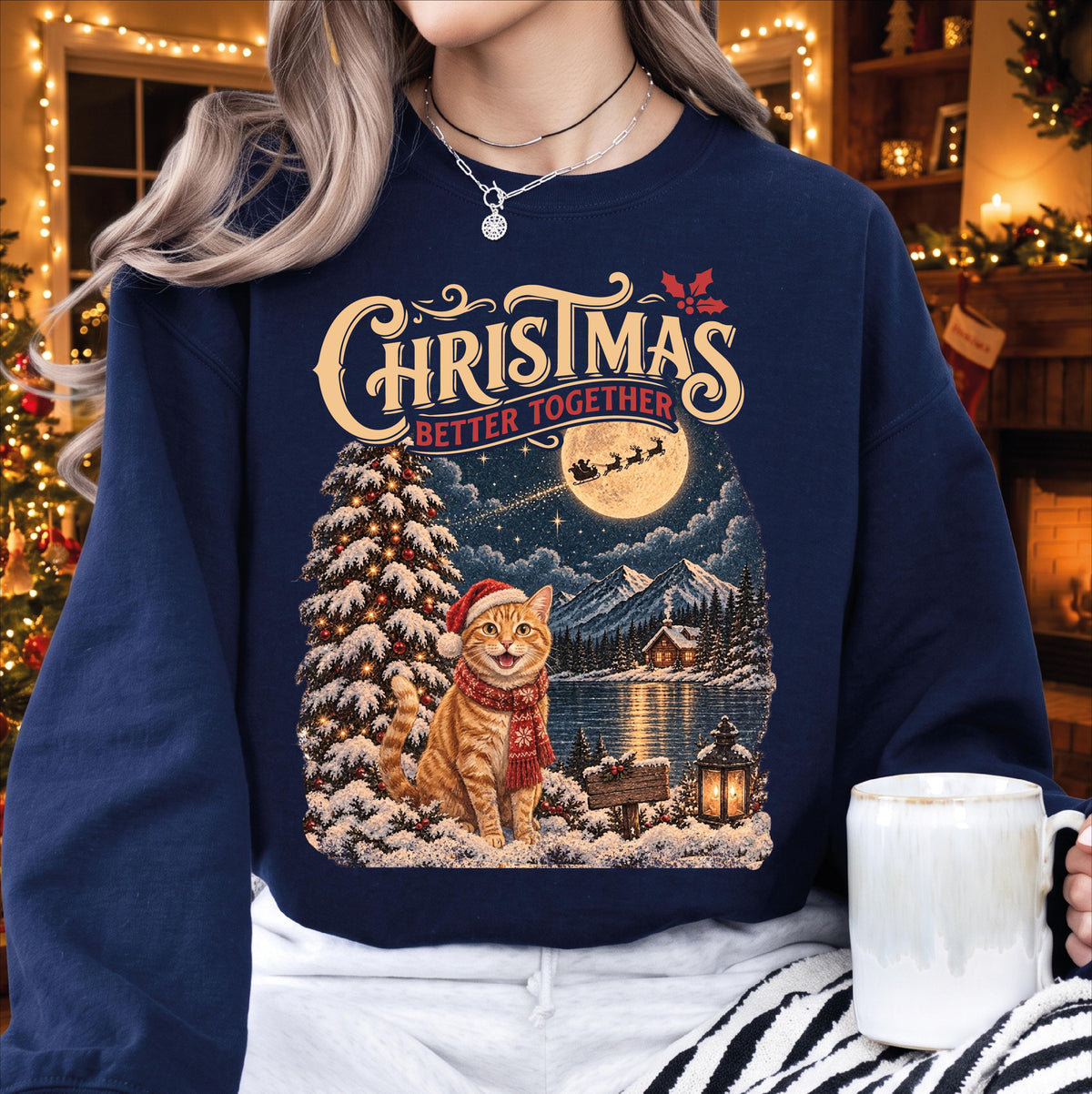 Custom Pet Christmas Sweatshirt, Vintage Winter Dog Portrait, Better Together Holiday Sweater, Dog Mom Xmas Gift, Retro Pet Apparel