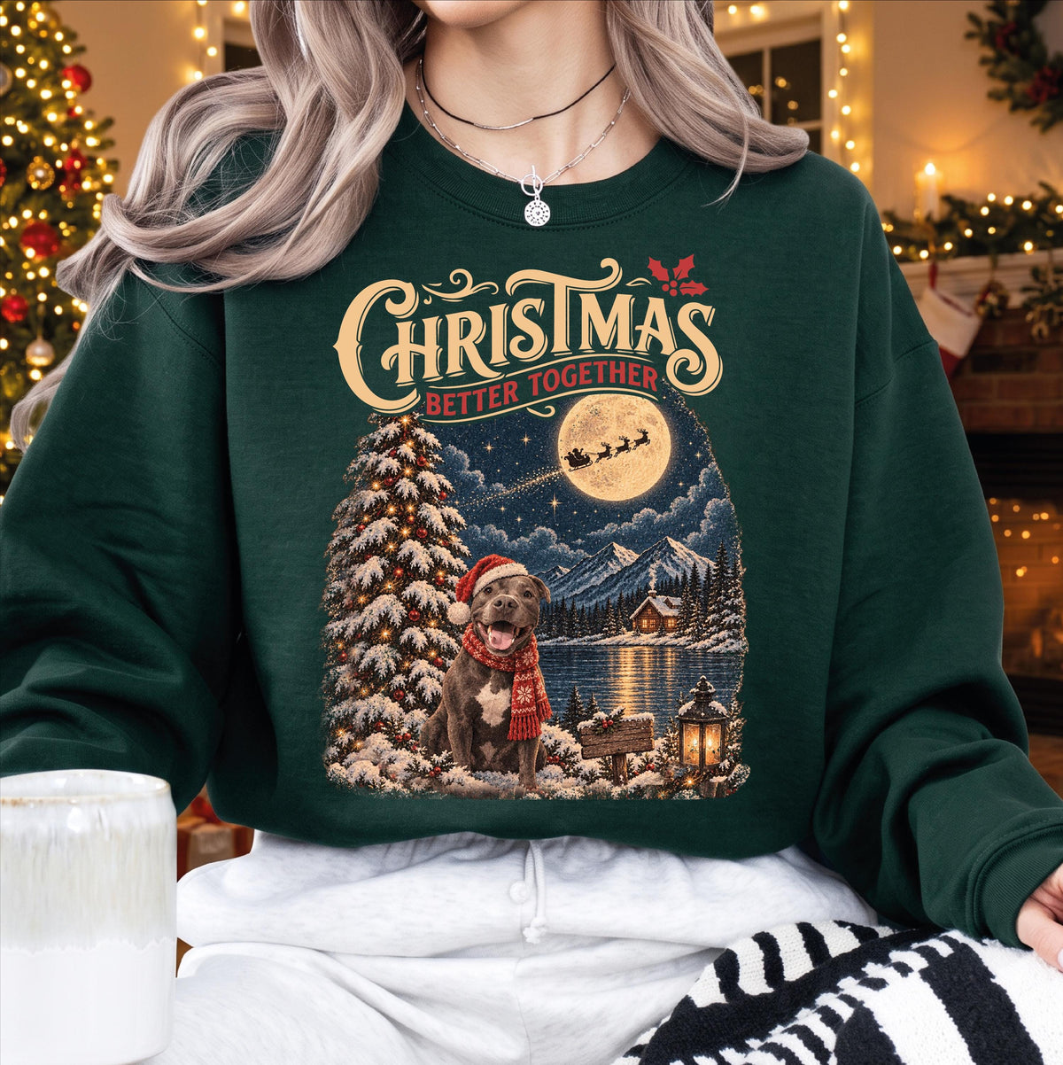 Custom Pet Christmas Sweatshirt, Vintage Winter Dog Portrait, Better Together Holiday Sweater, Dog Mom Xmas Gift, Retro Pet Apparel