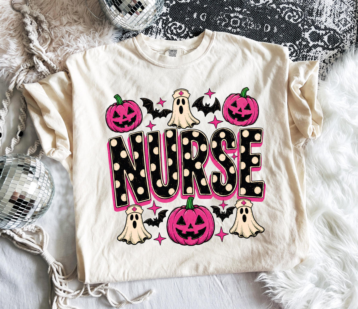 Spooky Nurse Comfort Colors® T-Shirt, Halloween Ghost Nursing Tee, Jack O Lantern Nurse Gift Shirt