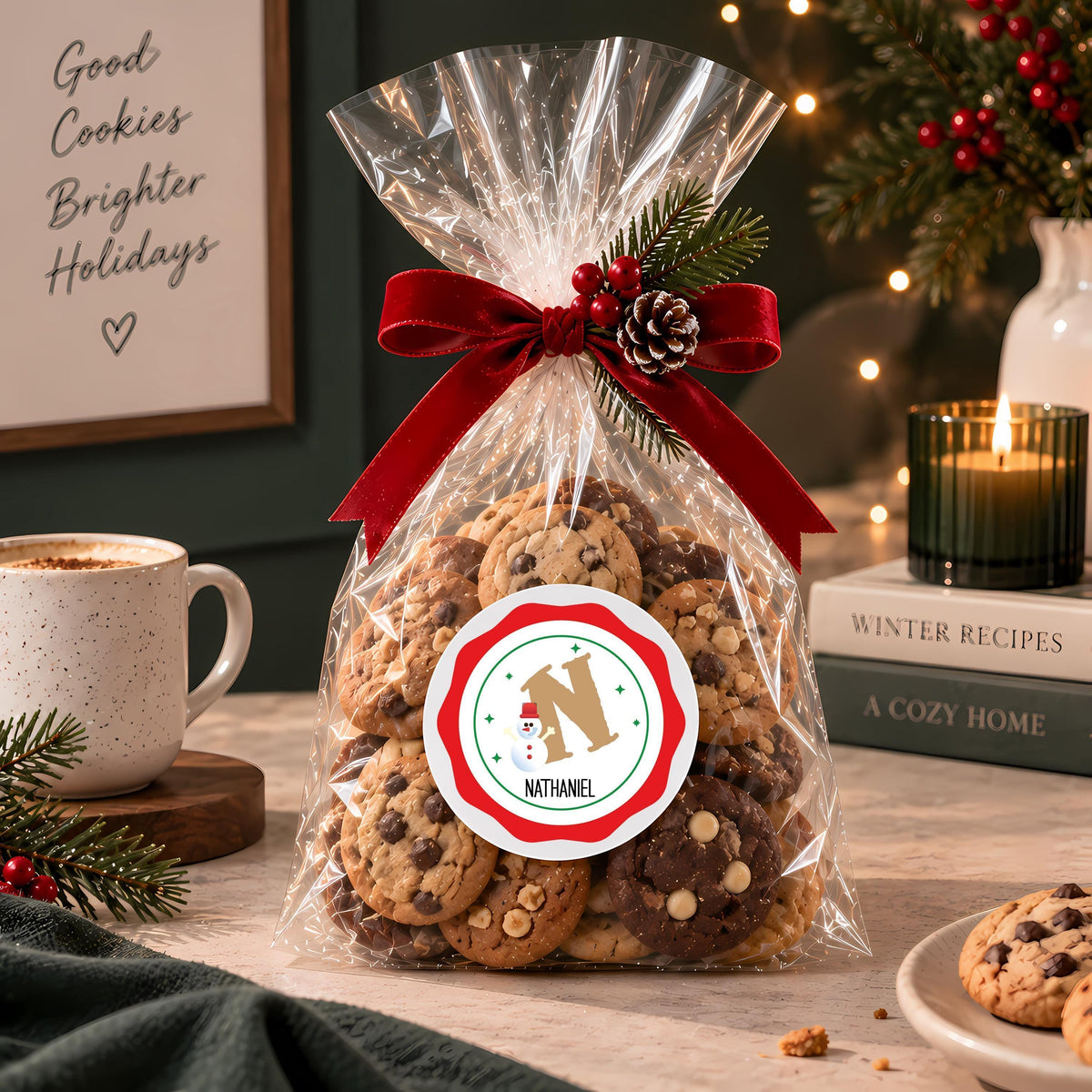 Personalized Christmas Initial Stickers, Custom Name Gift Tags, Holiday Monogram Labels, Kids Xmas Present Decal