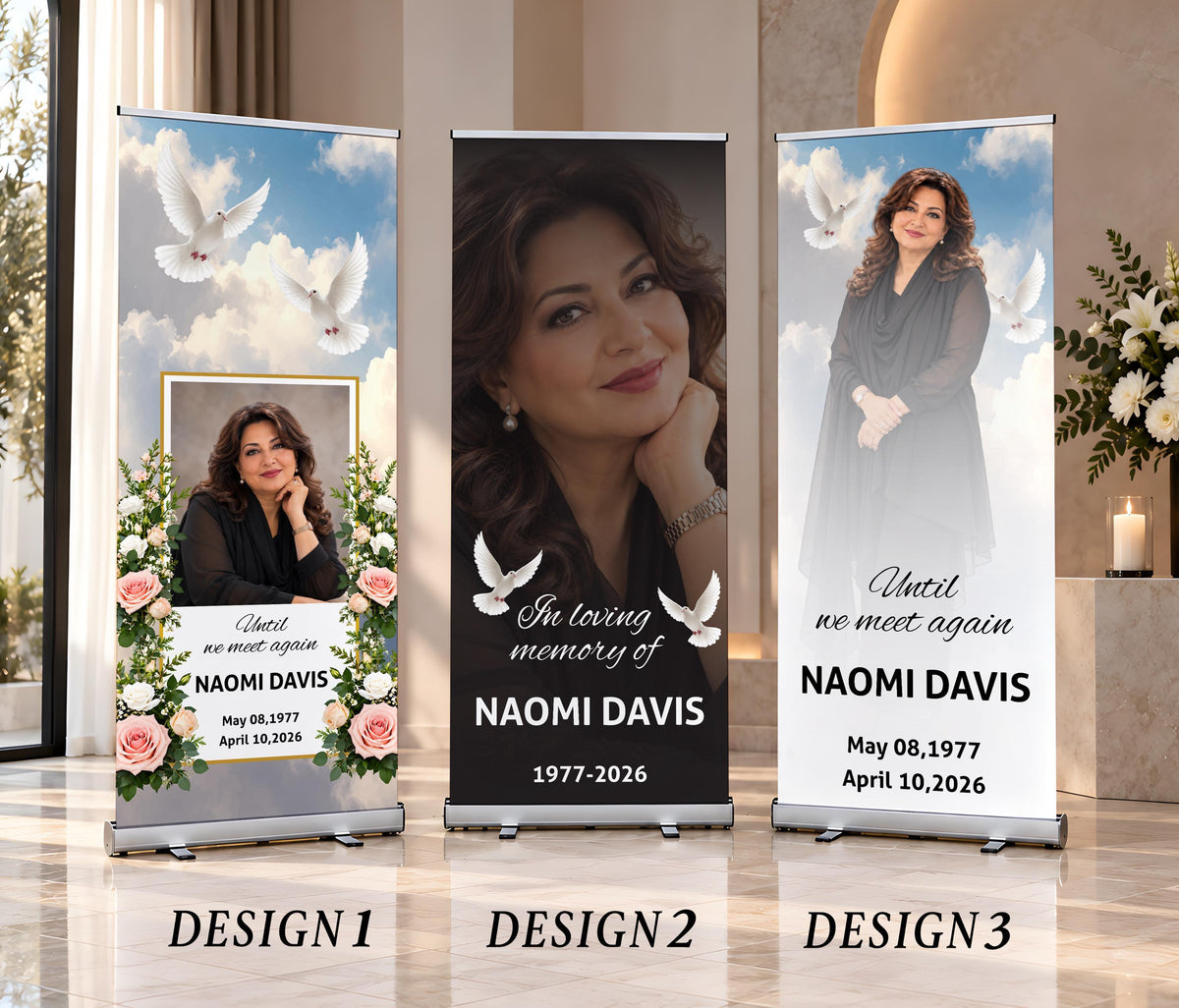 Custom Funeral Roll Up Banner, Memorial Photo Retractable Banner, Celebration of Life Welcome Sign, In Loving Memory Decor