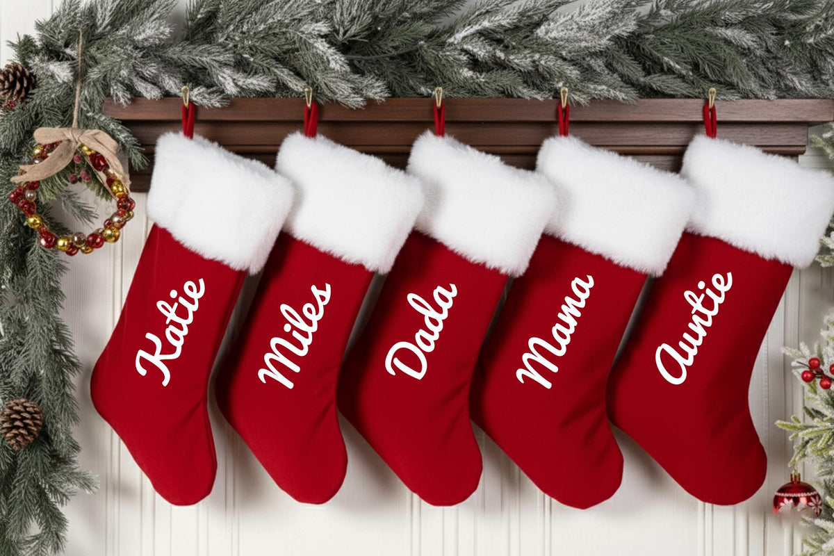 Personalized Family Christmas Stockings, Red & Green Name Stockings