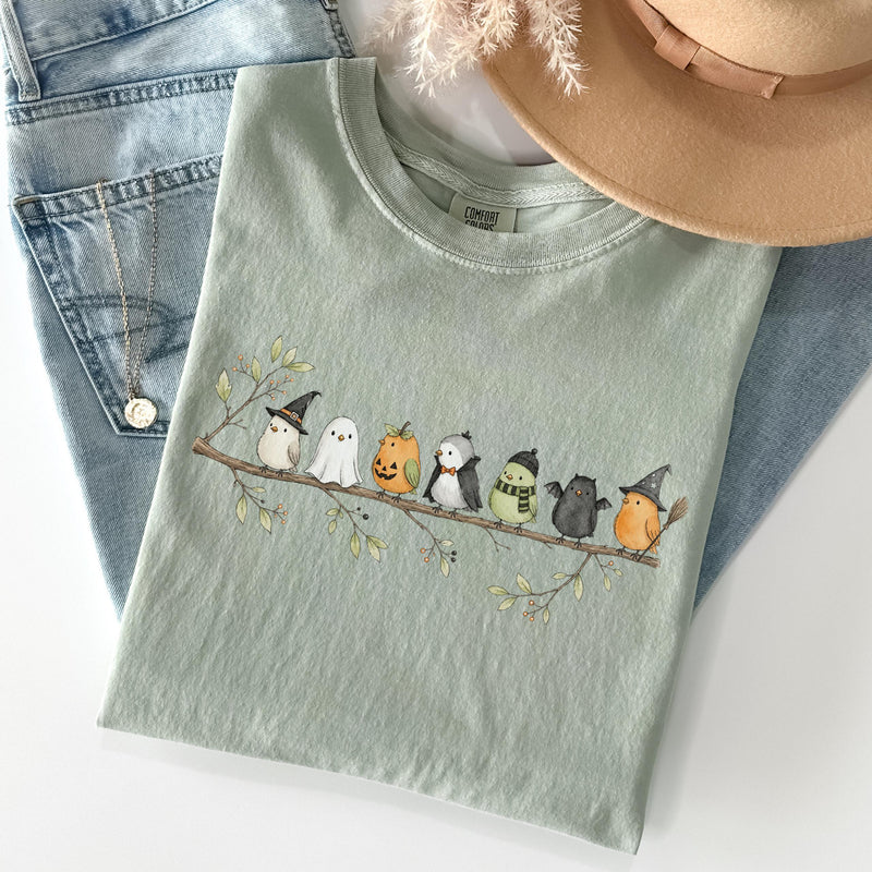 Halloween Bird Comfort Colors® Shirt, Birds on a Branch Tee, Bird Lover Gift, Fall Nature Lover Shirt