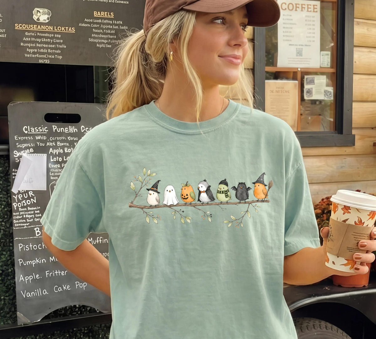 Halloween Bird Comfort Colors® Shirt, Birds on a Branch Tee, Bird Lover Gift, Fall Nature Lover Shirt