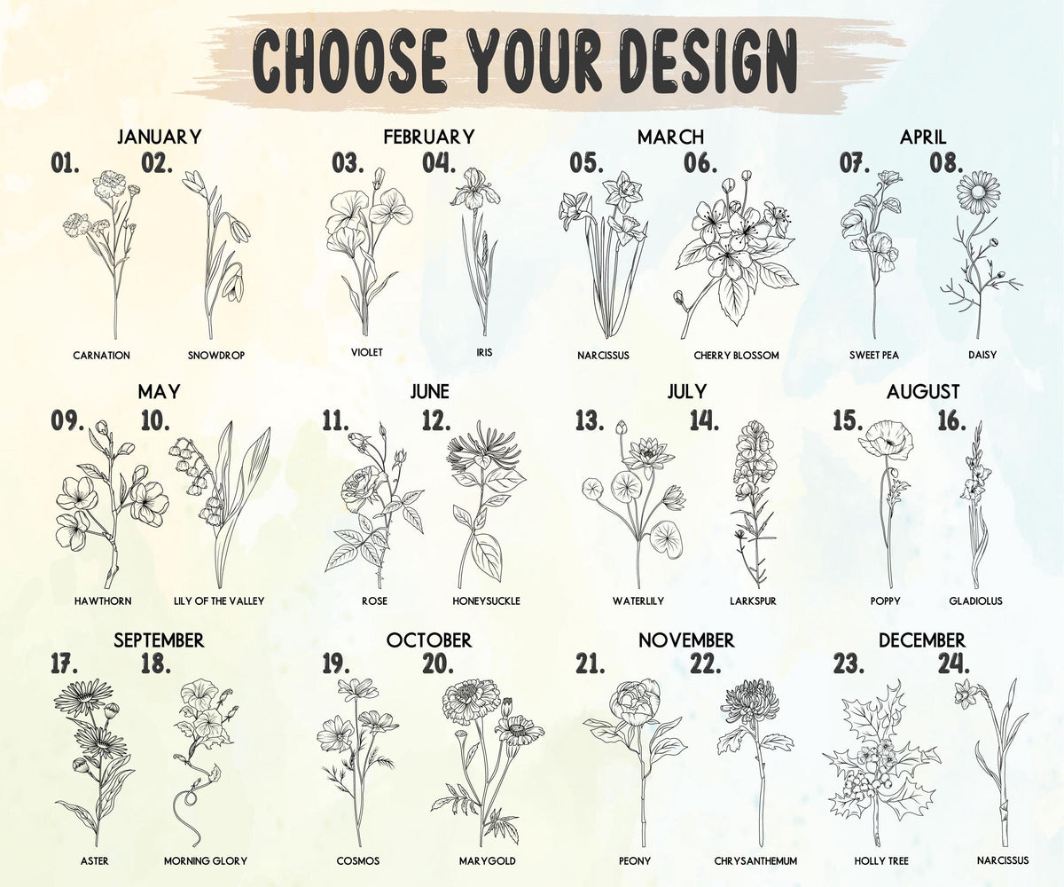Custom Line Art Birth Flower Iced Coffee Tumbler, Personalized Bridesmaid Can Glass Cup