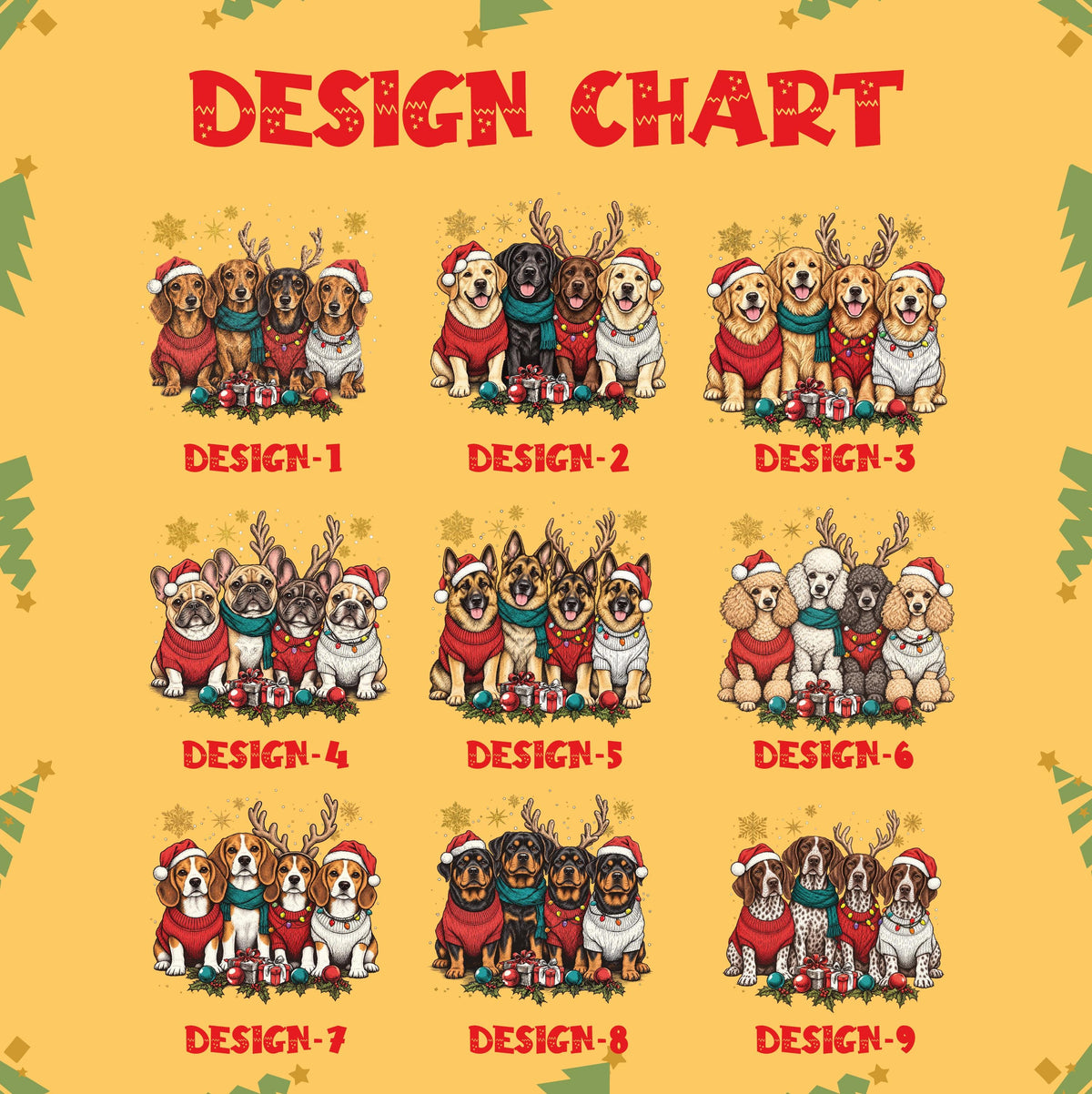Dog Breed Christmas Sweatshirt, Reindeer Dachshund Golden Retriever Holiday Sweater