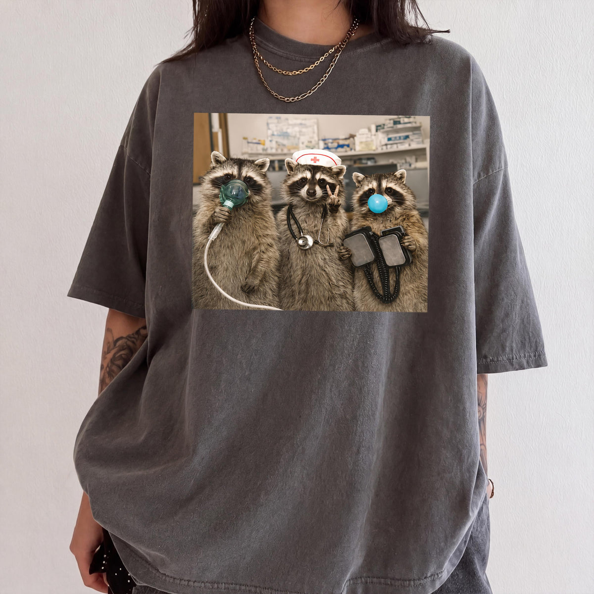Raccoon Nurse Comfort Colors® Shirt, Funny Nurse T-Shirt, Nursing Student Gift Tee