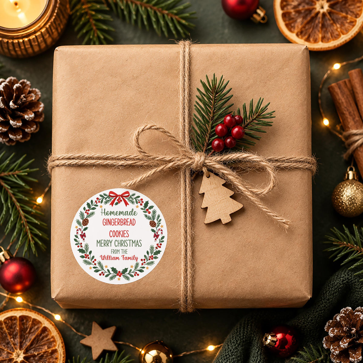 Custom Homemade Christmas Label, Holiday Baking Sticker, Personalized Cookie Tag, Baked Goods Seal