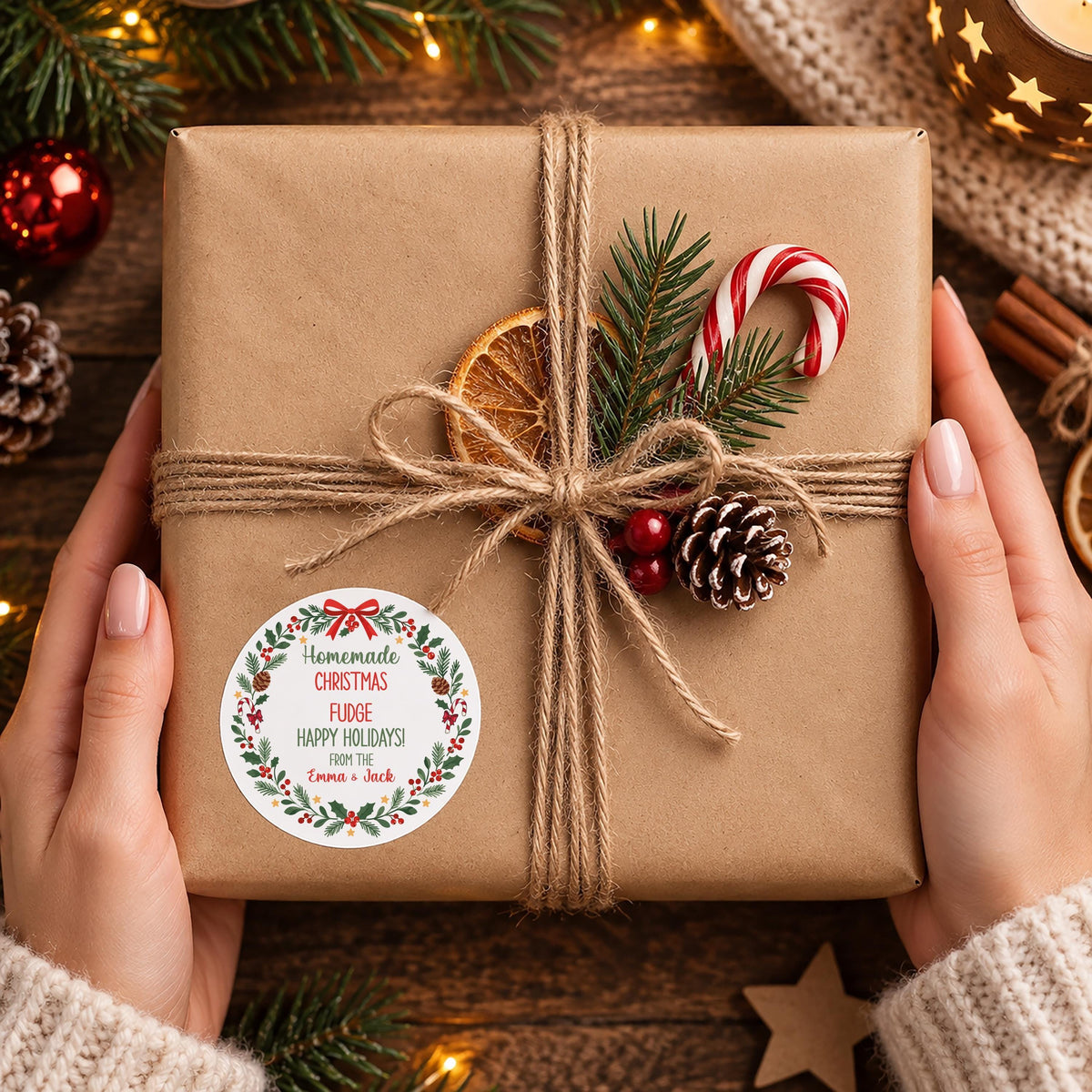 Custom Homemade Christmas Label, Holiday Baking Sticker, Personalized Cookie Tag, Baked Goods Seal
