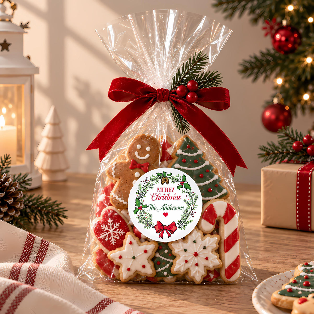 Custom Merry Christmas Labels, Personalized Family Christmas Stickers, Holiday Card Labels