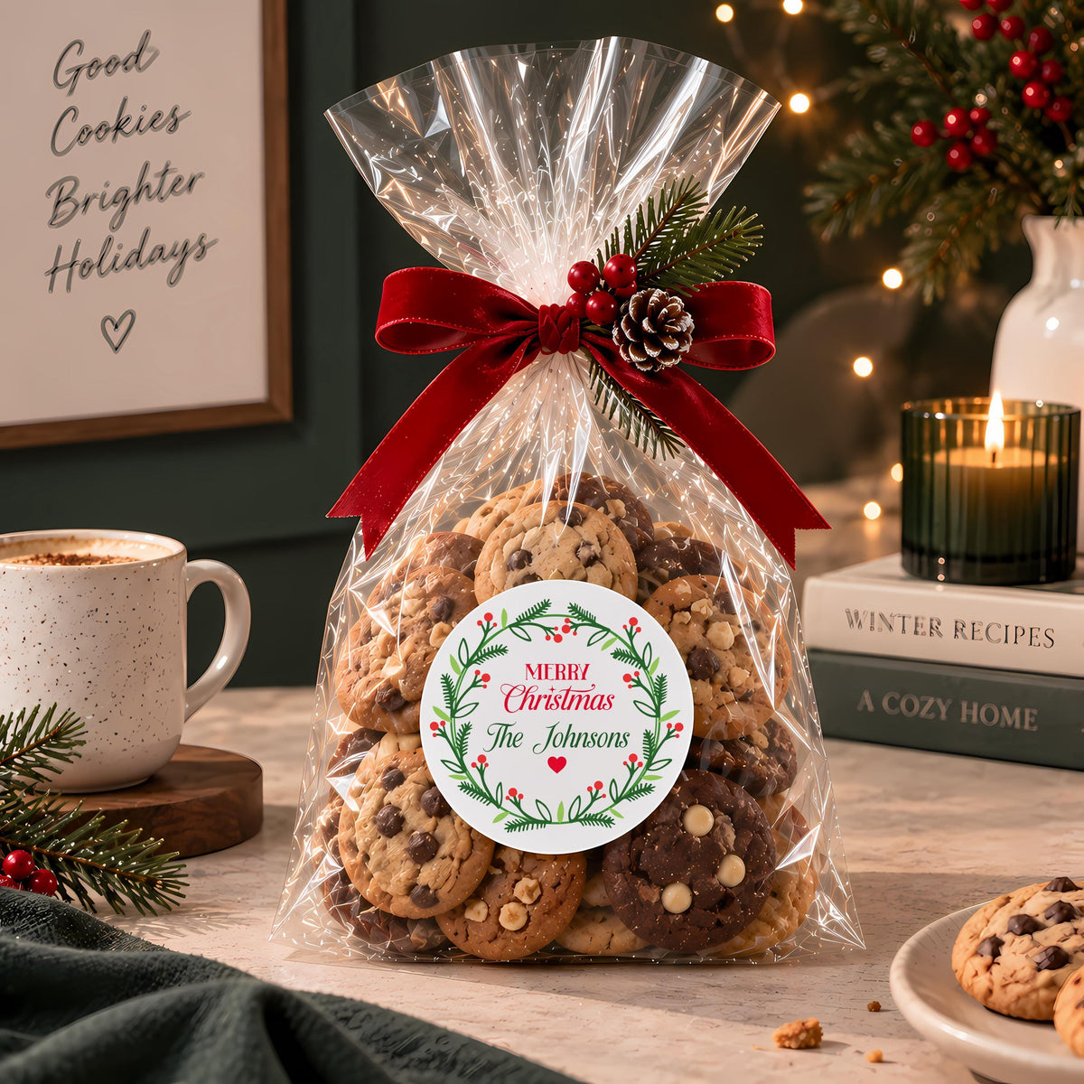 Custom Merry Christmas Labels, Personalized Family Christmas Stickers, Holiday Card Labels