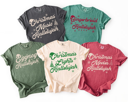 Christmas Hallelujah Comfort Colors® T-Shirt, Matching Family Christmas Tees