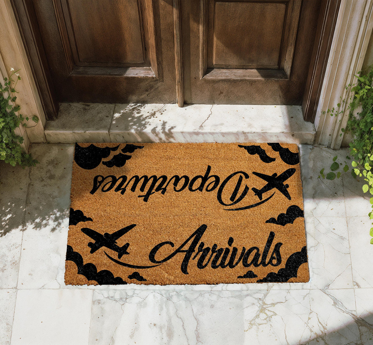 Departures Arrivals Doormat, Travel Theme Welcome Mat for Pilots