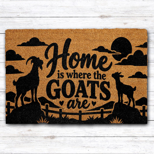 Home Is Where the Goats Are Doormat, Funny Farmhouse Welcome Mat