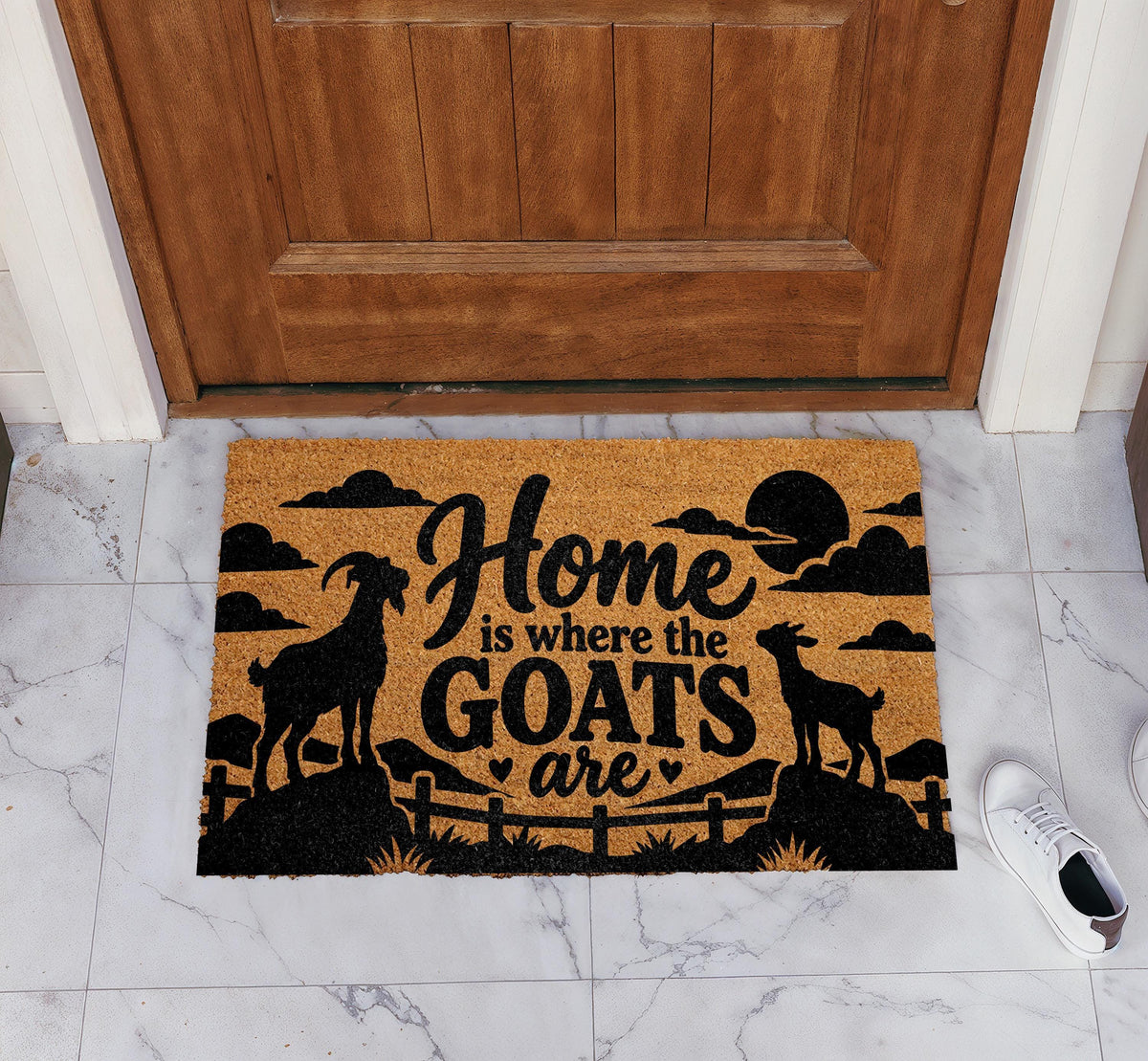 Home Is Where the Goats Are Doormat, Funny Farmhouse Welcome Mat