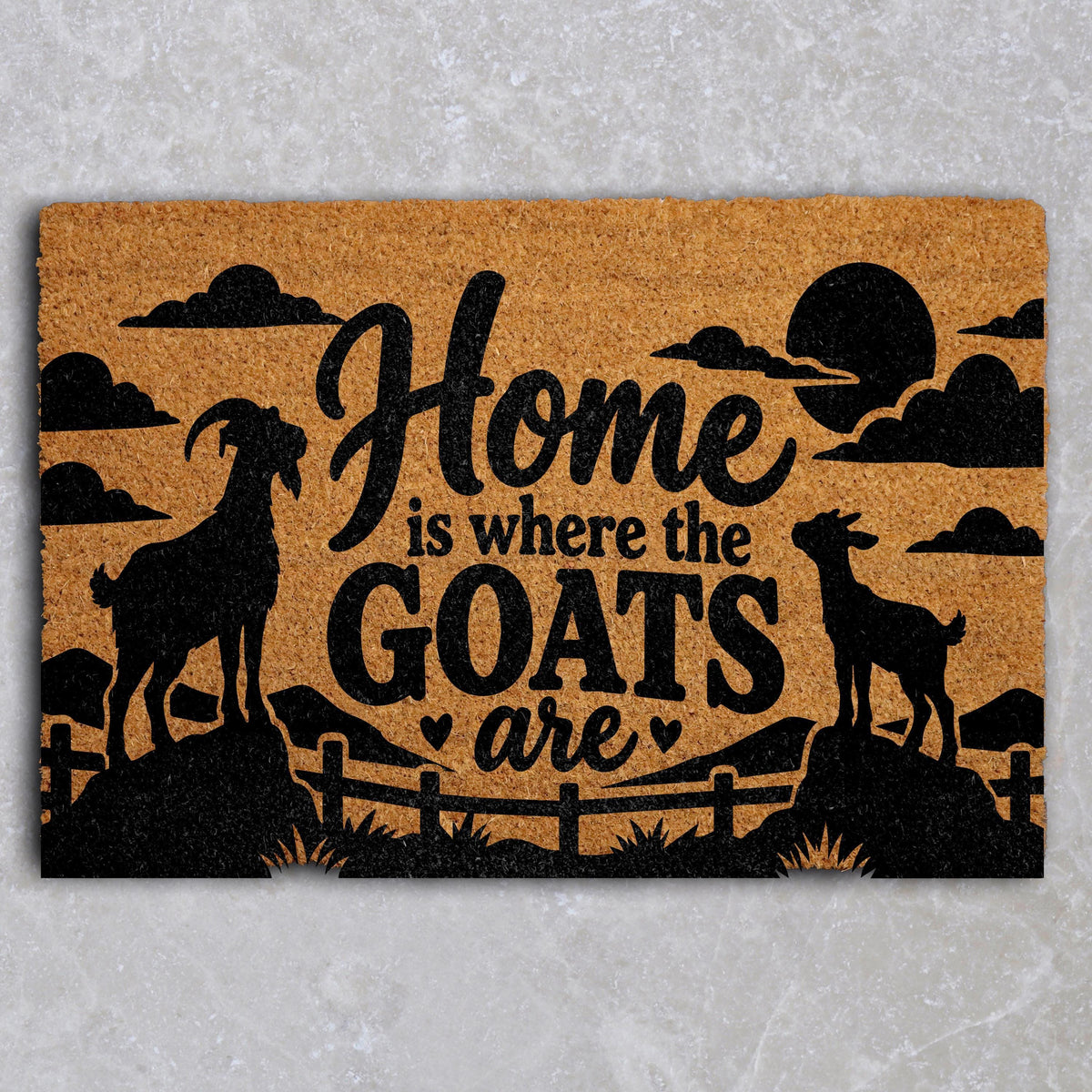 Home Is Where the Goats Are Doormat, Funny Farmhouse Welcome Mat