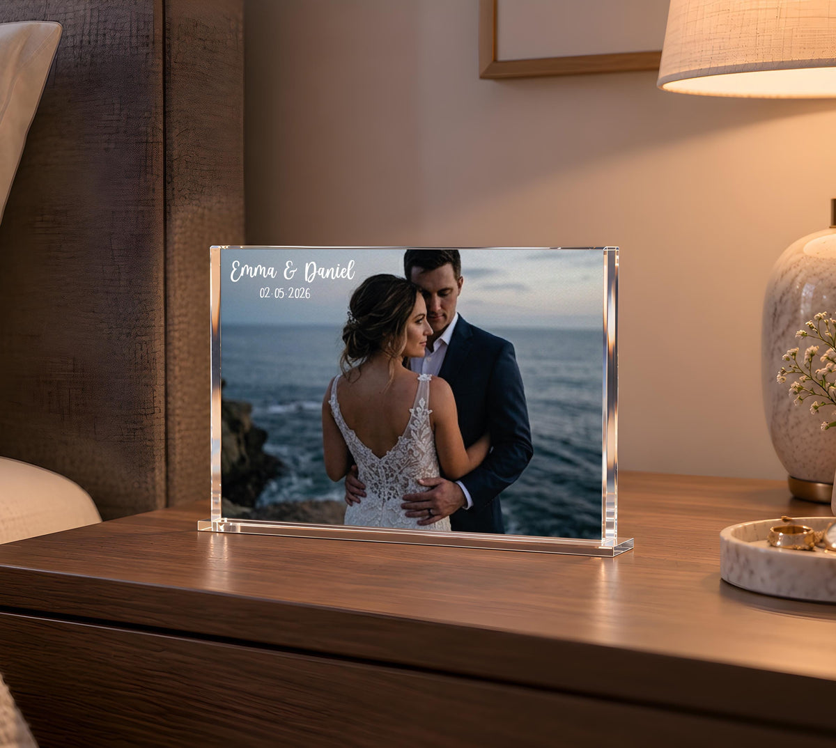 Custom Acrylic Photo Block, Personalized Wedding Picture Frame and Family Memory Plaque