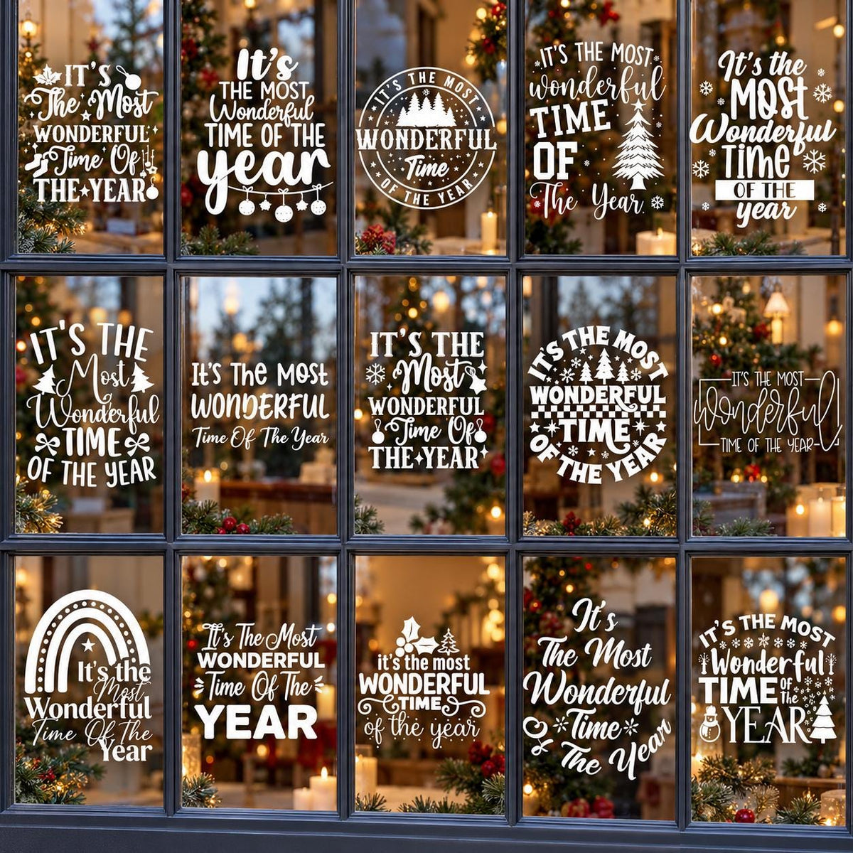 Christmas Storefront Vinyl Window Decal, It's the Most Wonderful Time of the Year Sticker