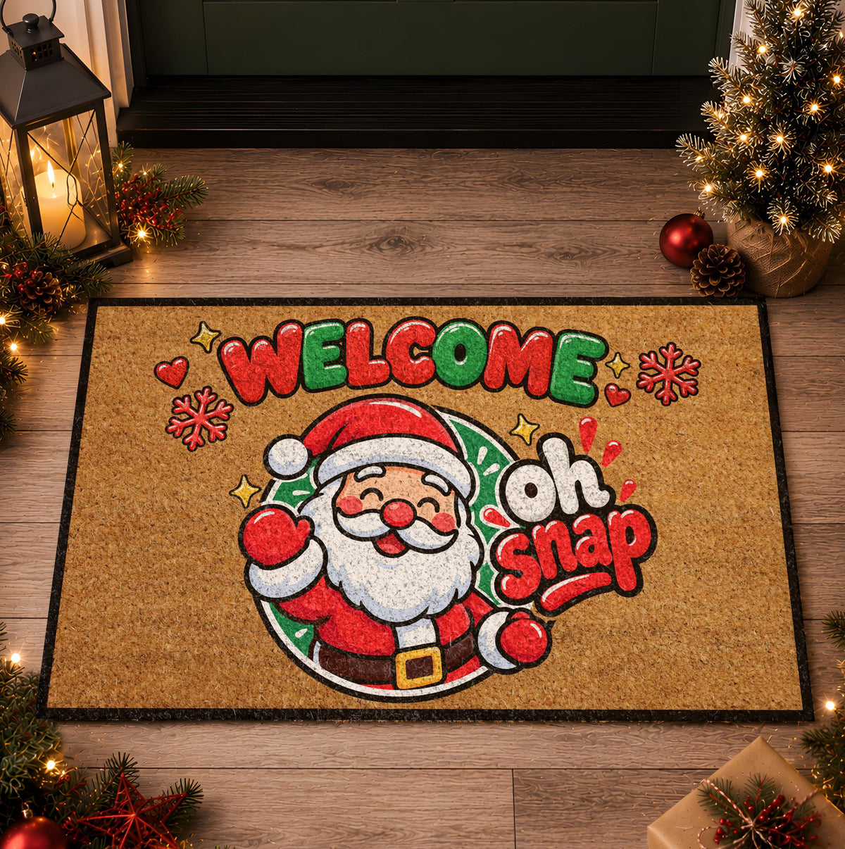Funny Santa Welcome Doormat, Oh Snap Christmas Door Mat