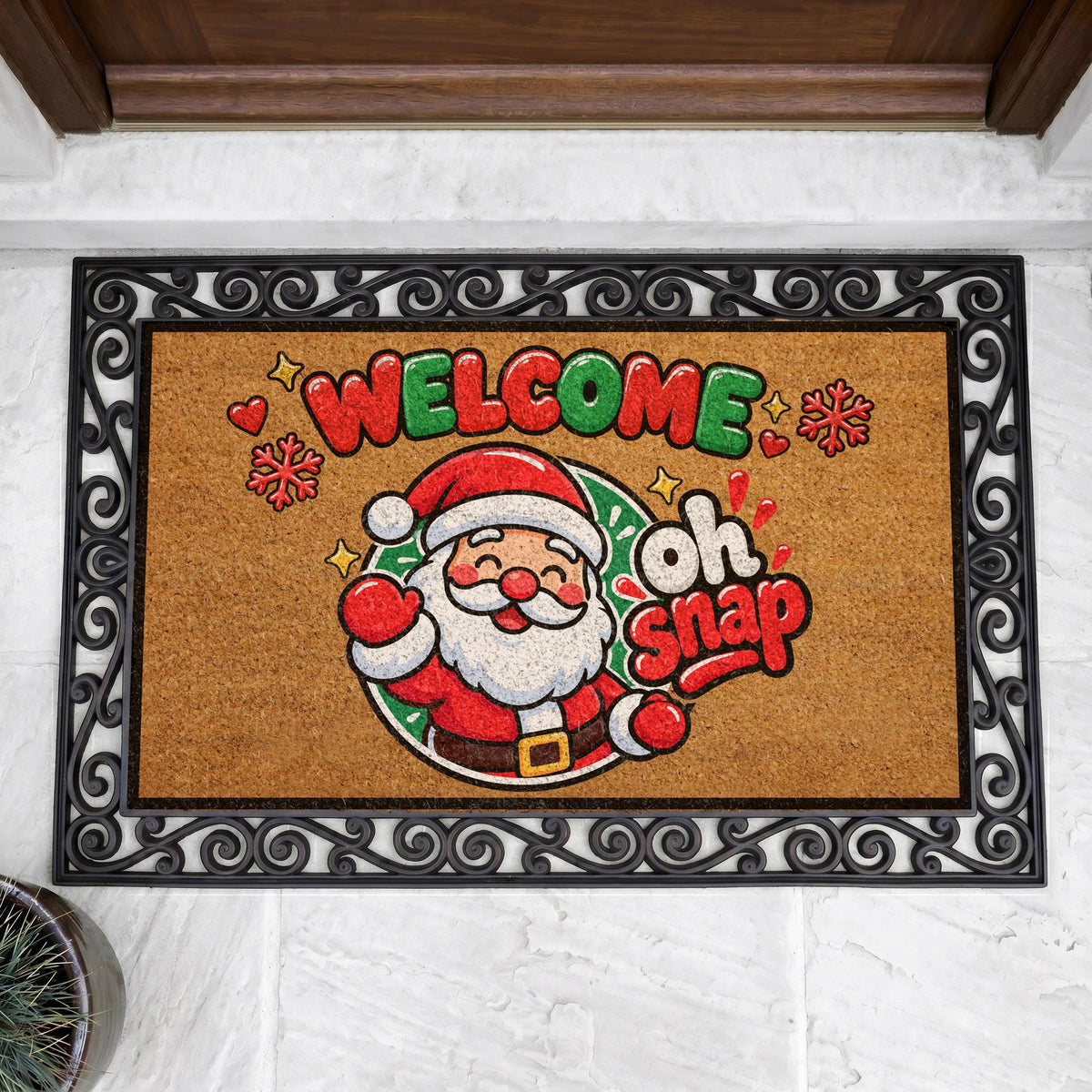 Funny Santa Welcome Doormat, Oh Snap Christmas Door Mat