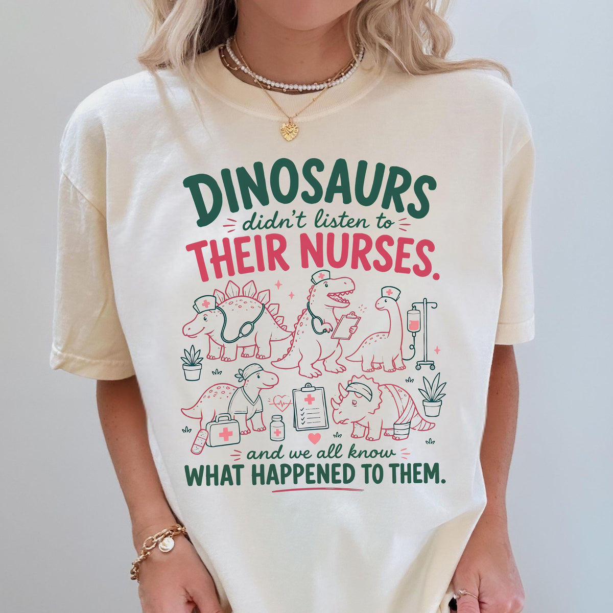 Dinosaur Nurse Comfort Colors® Shirt, Funny Pediatric Nurse T-Shirt