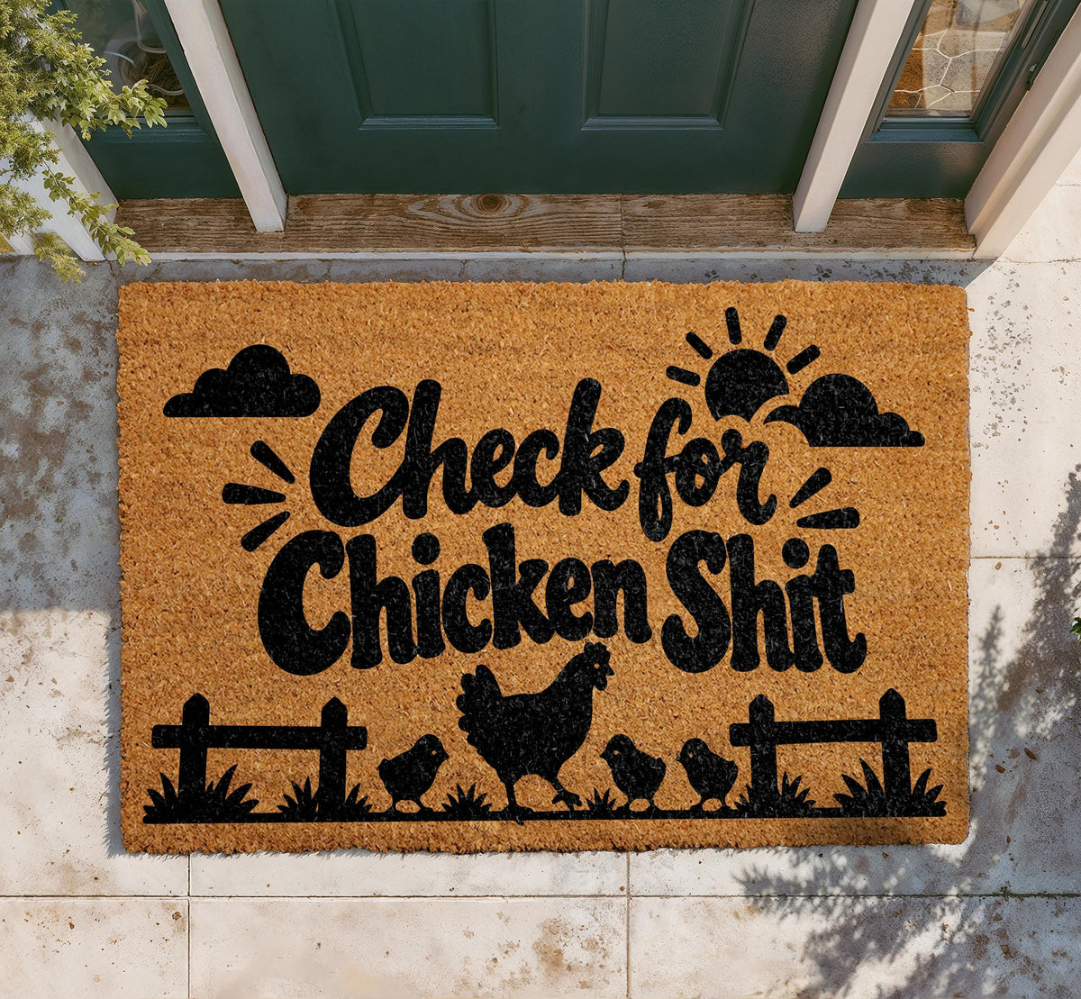 Funny Chicken Farmhouse Doormat, Humorous Farm Welcome Mat