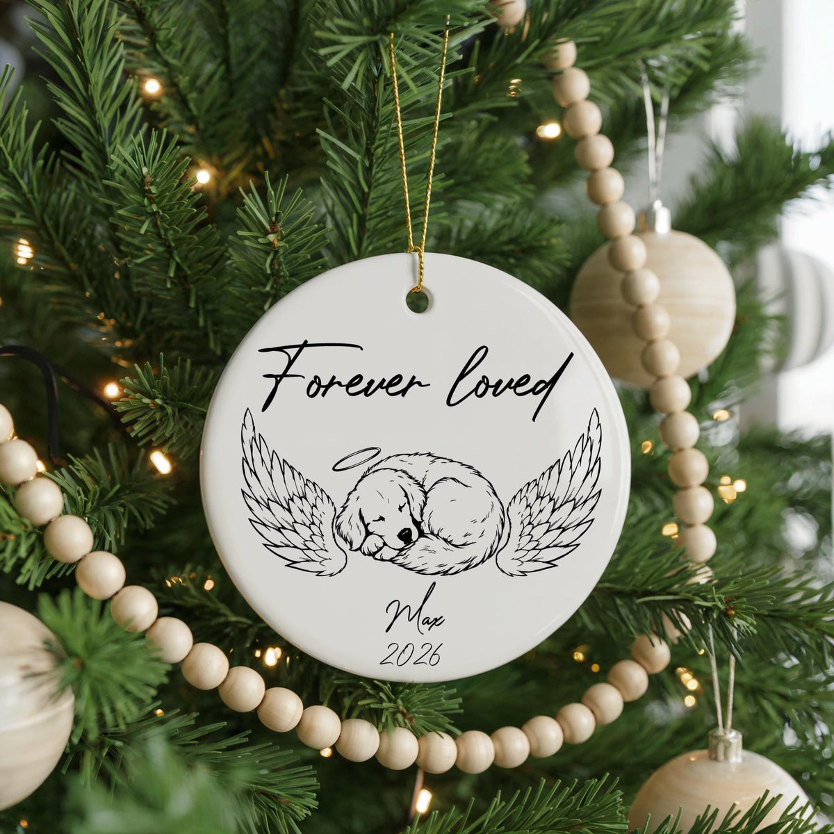 Custom Pet Memorial Ornament, Angel Wings Pet Remembrance Ornament