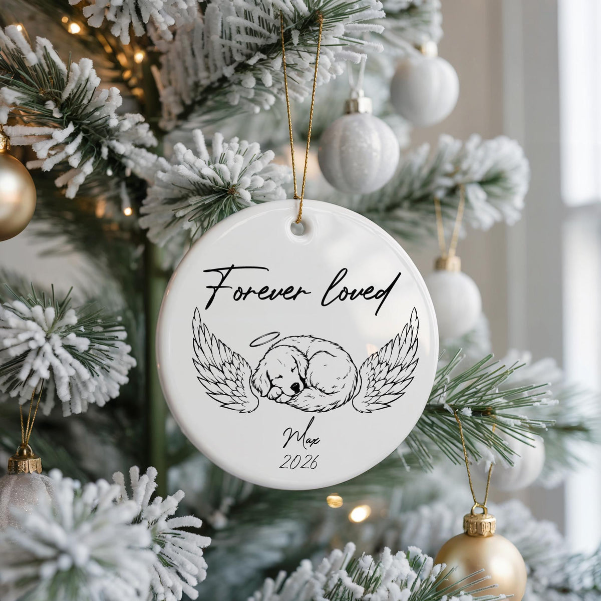 Custom Pet Memorial Ornament, Angel Wings Pet Remembrance Ornament