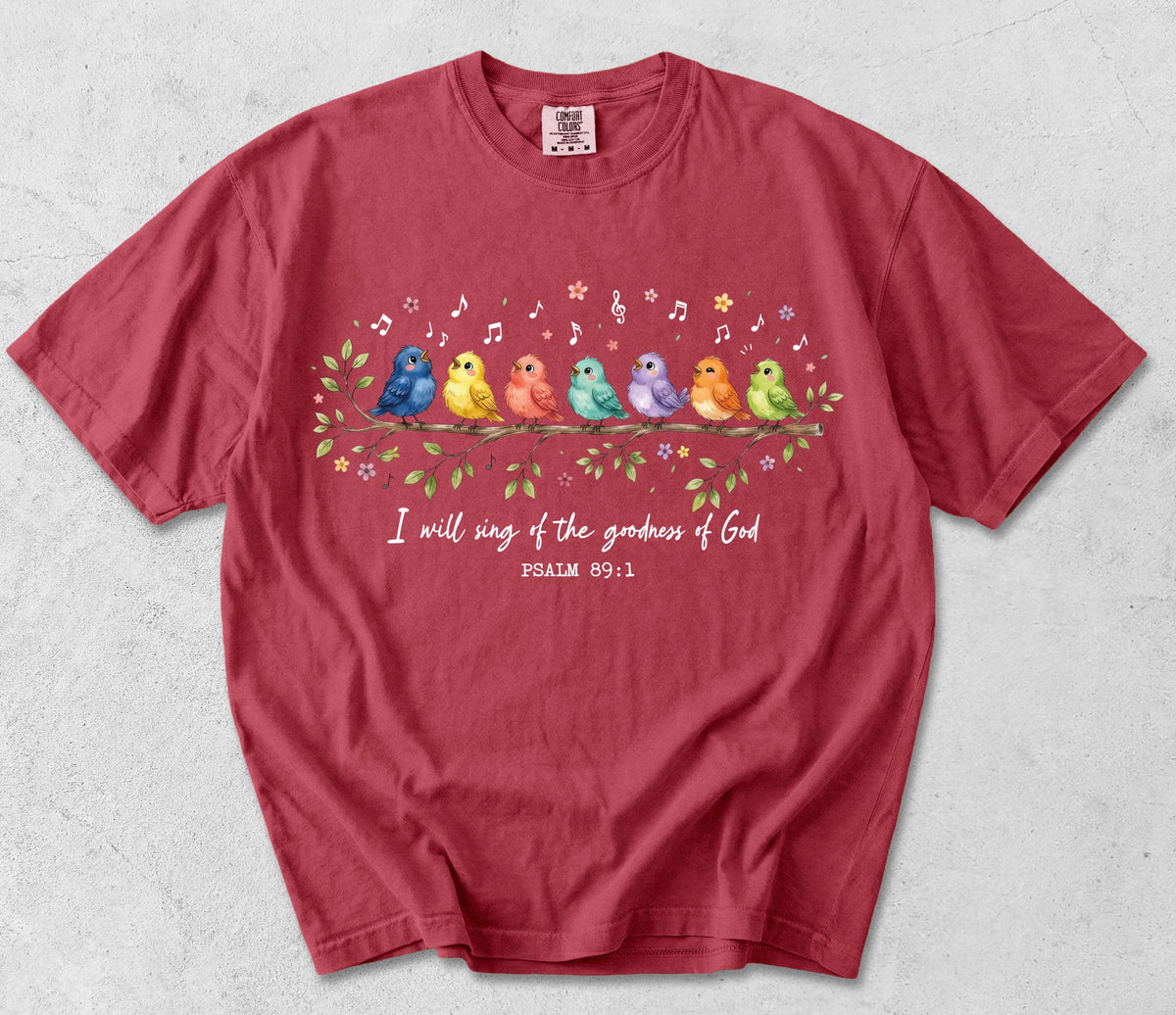 Bible Verse Birds Comfort Colors® Shirt, Psalm 89:1 Long Sleeve, Christian Women Gift Tee