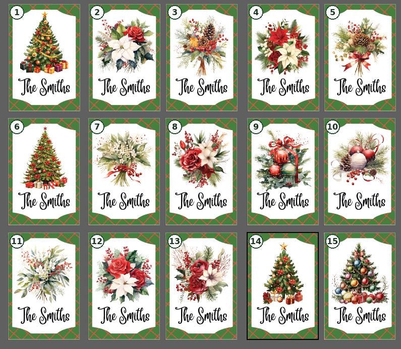 Personalized Christmas Garden Flag, Custom Family Name Green Lattice Tree and Ornament Yard Flag