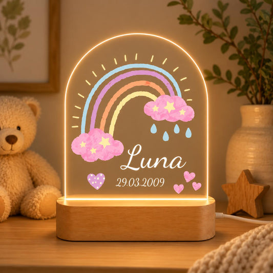 Personalized Nativity Night Light, Acrylic LED Nursery Decor for Girls and Boys