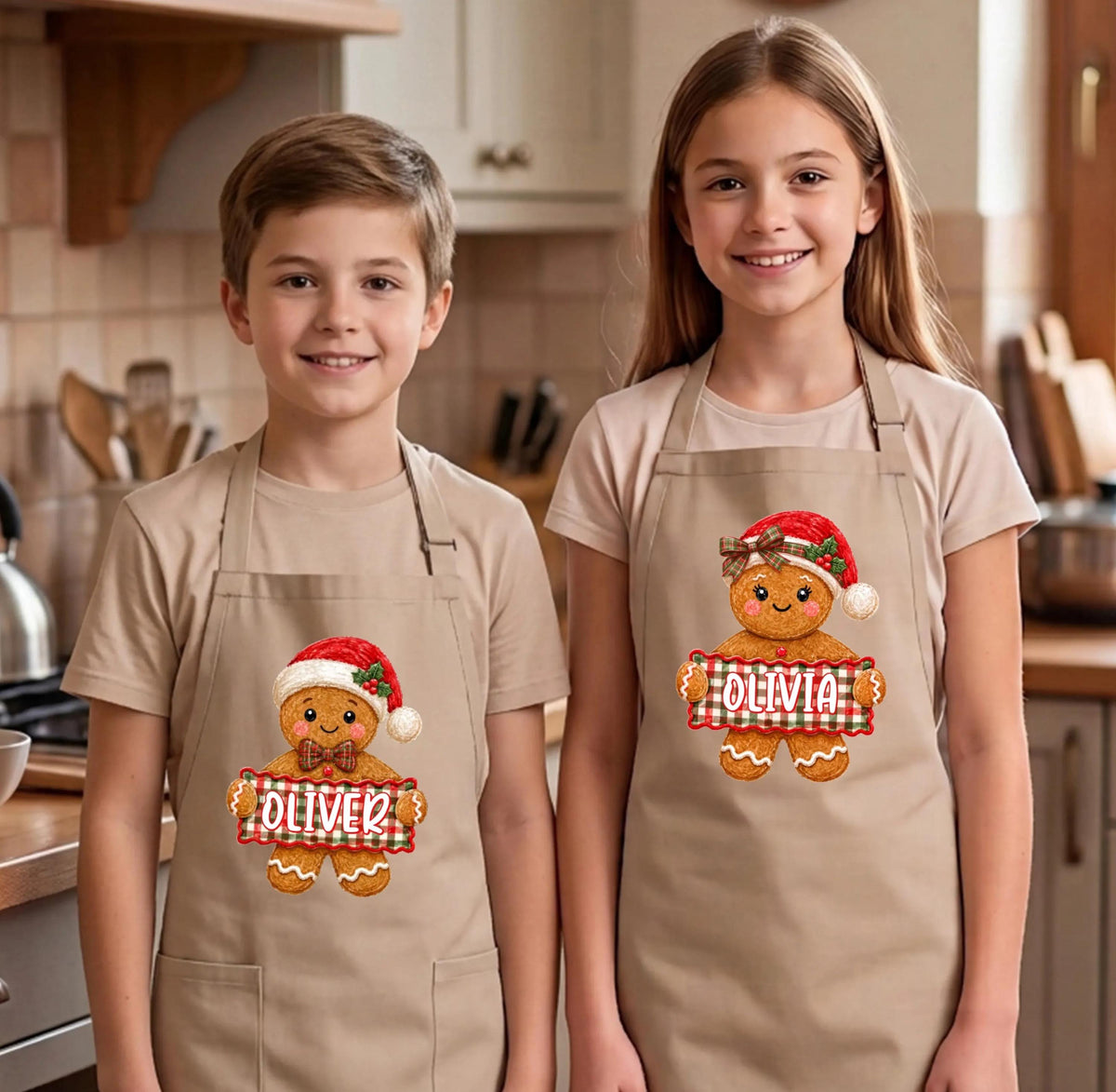 Custom Christmas Cookie Apron, Cookie Baker Apron Kids Gift, Christmas Gingerbread Matching Aprons