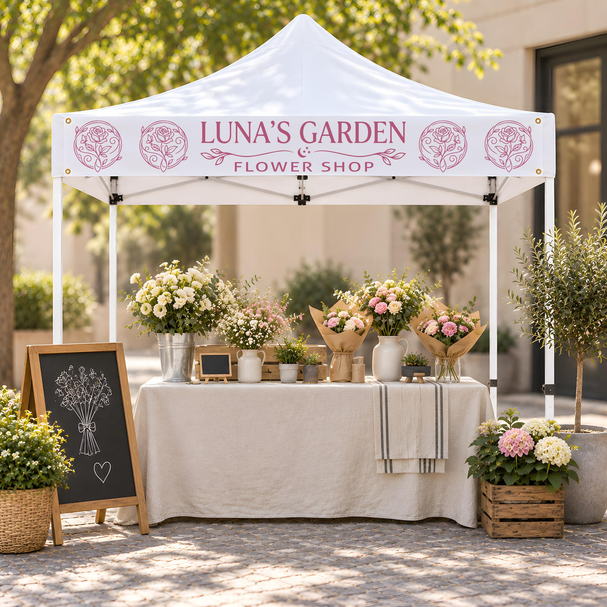 Custom Logo Tent Banner, Vendor Booth Sign for Craft Fairs and Farmers Markets